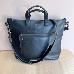 Matt & Nat Vegan Rony Satchel, Black, Crossbody Strap (Work Bag / Briefcase)